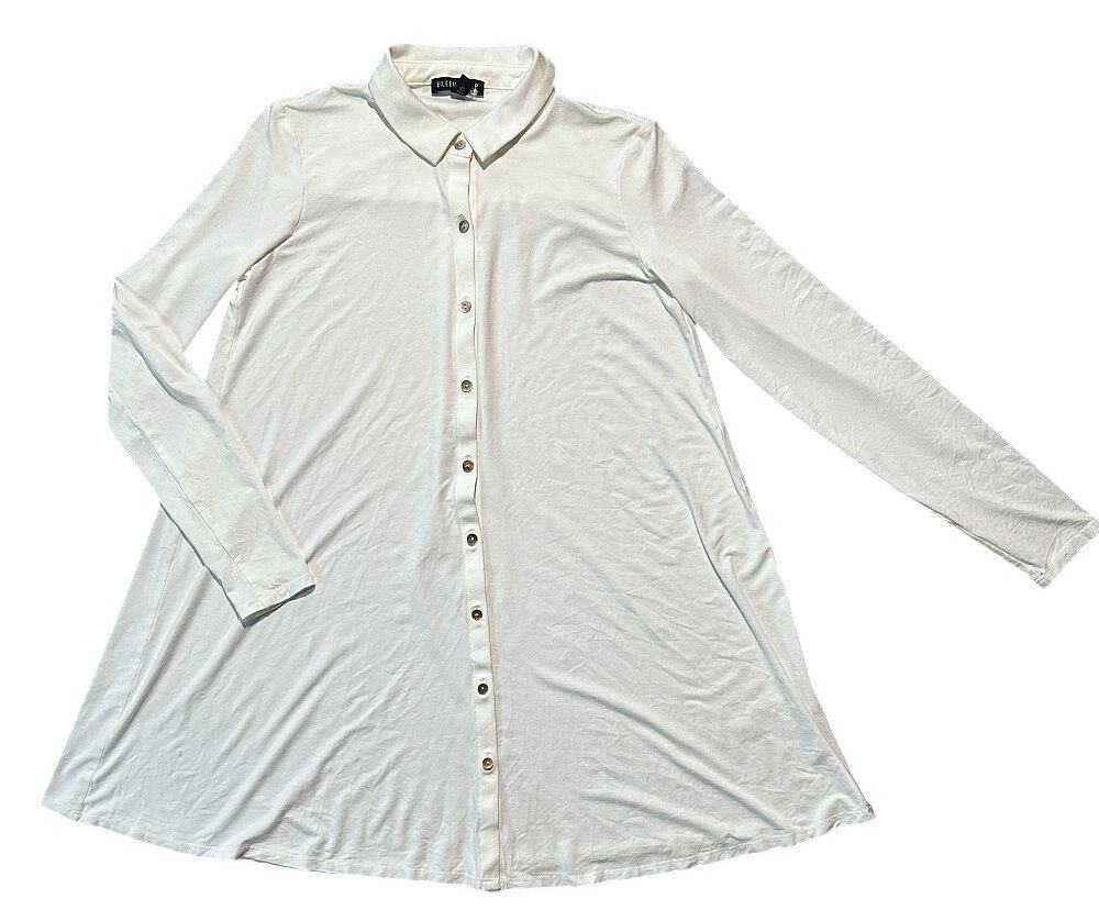 NWOT Eileen Fisher Classic Collar Stretch Button Up Top XXS